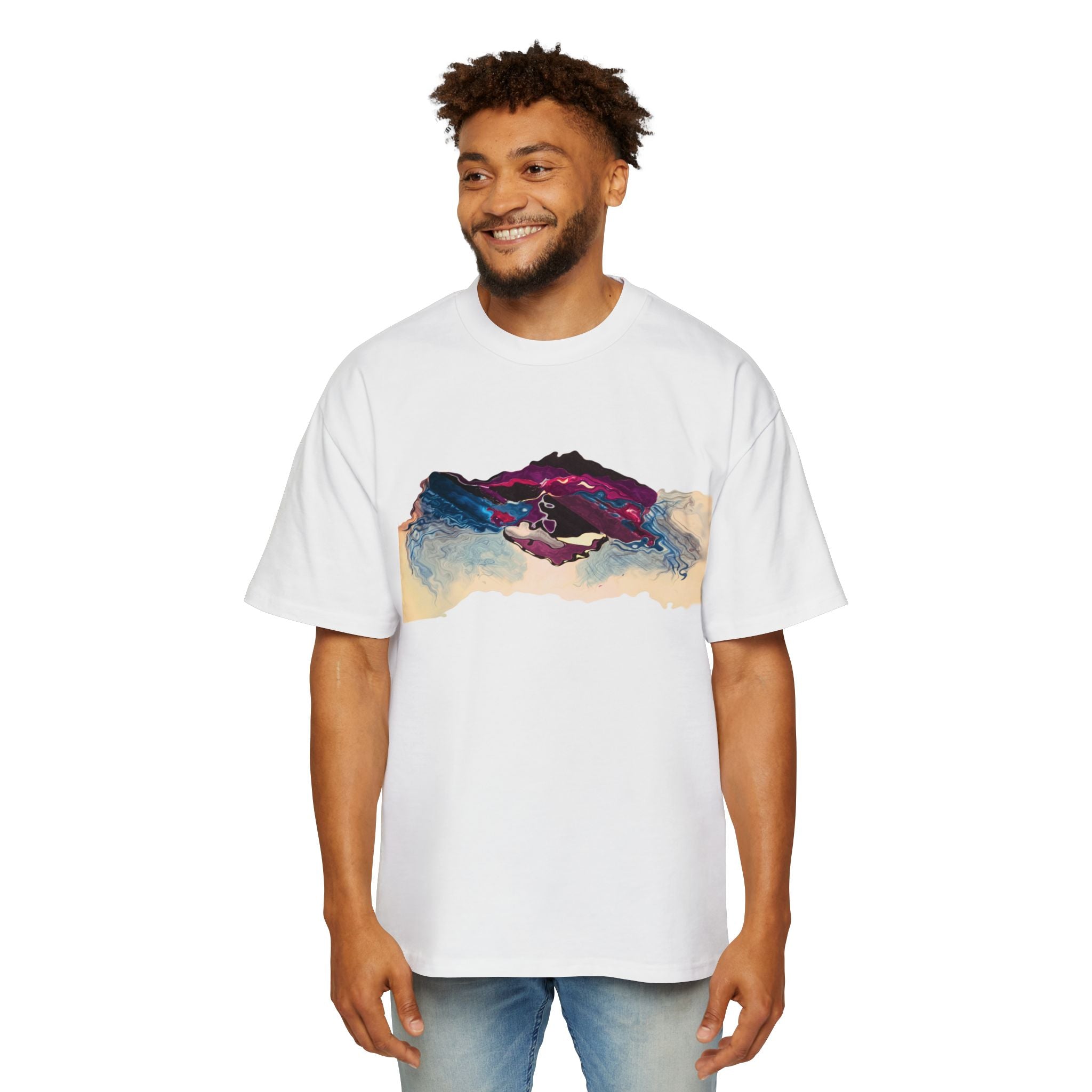 Abstract Mountain Art Tee — Colorful Landscape Oversized T‑Shirt