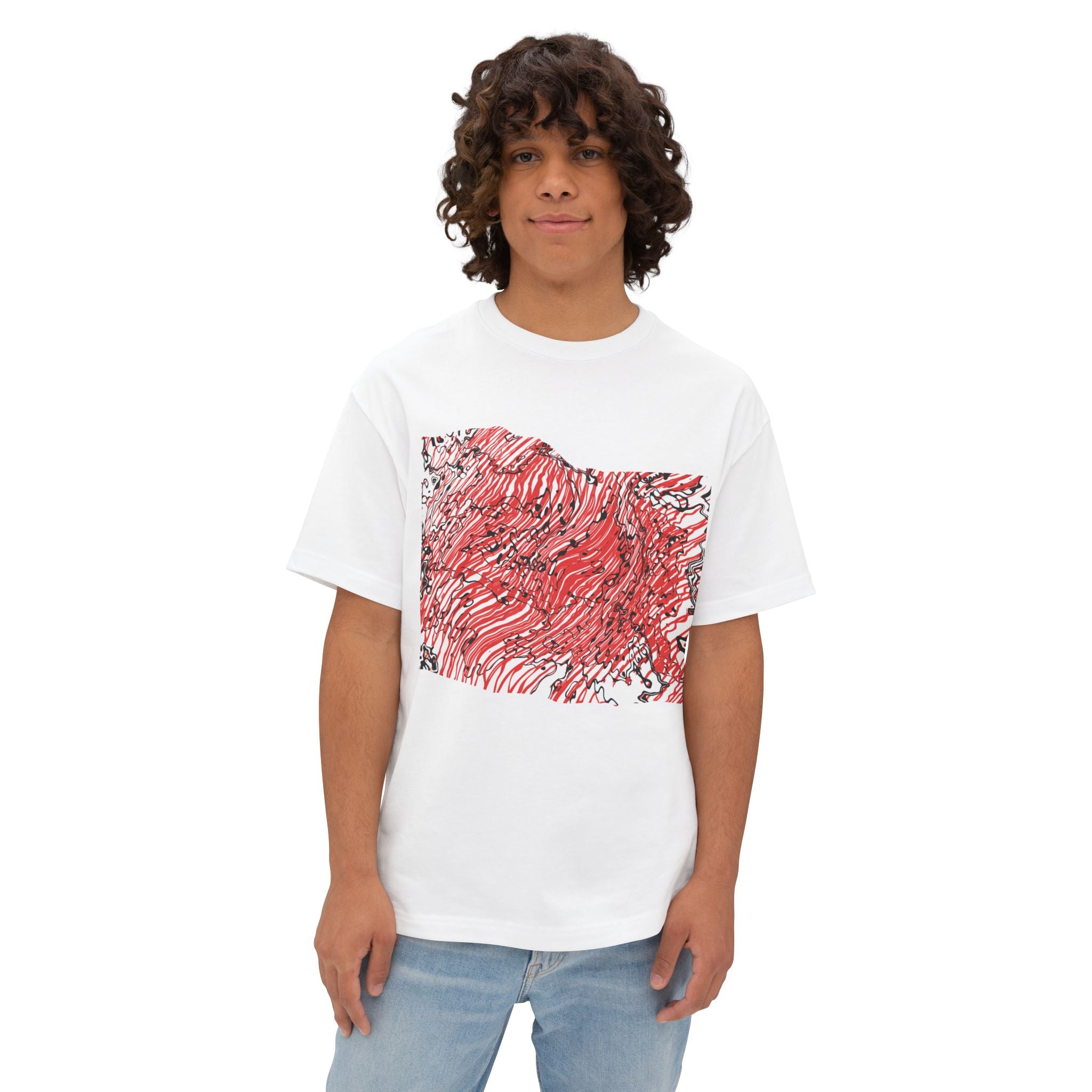 Abstract Red Wave Unisex T-Shirt | Oversized Boxy T-Shirt