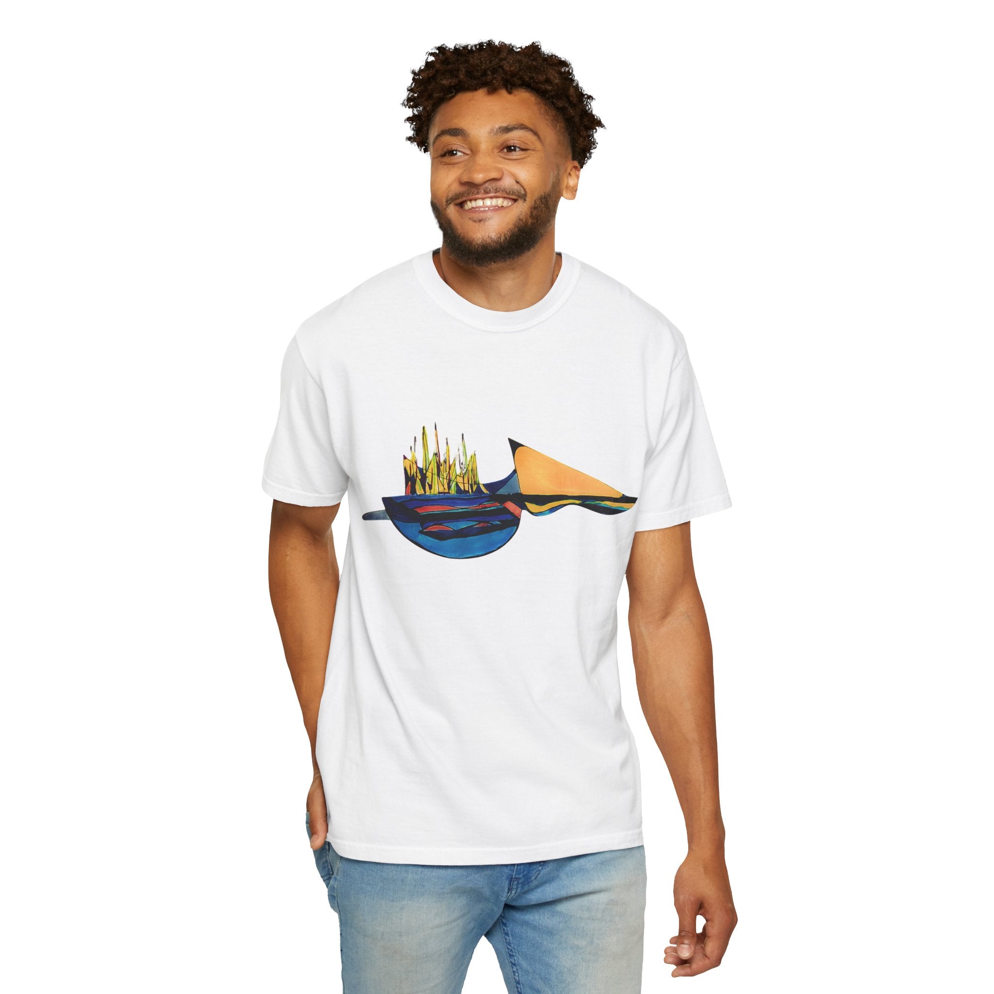 Sailing Illusion Unisex T-Shirt | Abstract Sailing Graphic