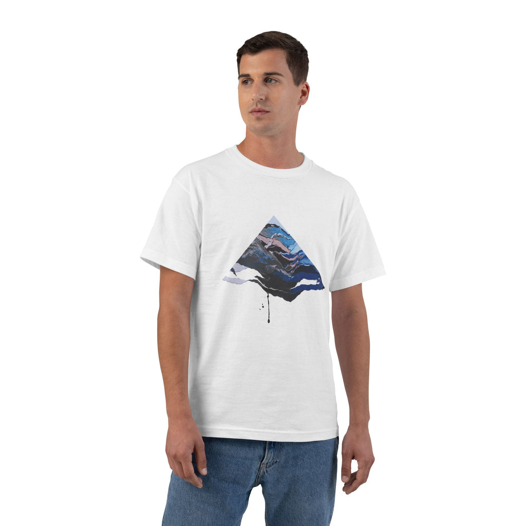 Mountain Landscape Diamond Drip T-Shirt | Blue Night Scenery