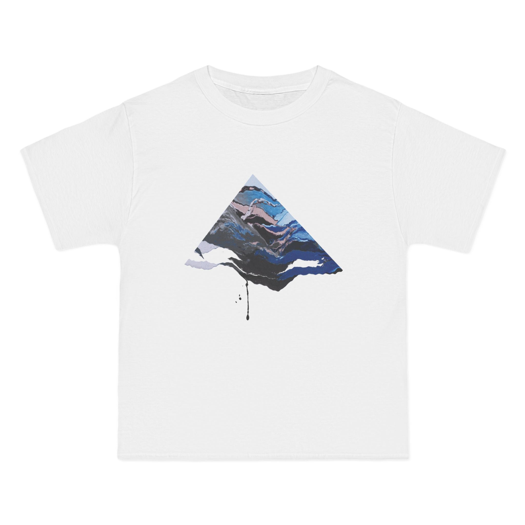 Mountain Landscape Diamond Drip T-Shirt | Blue Night Scenery