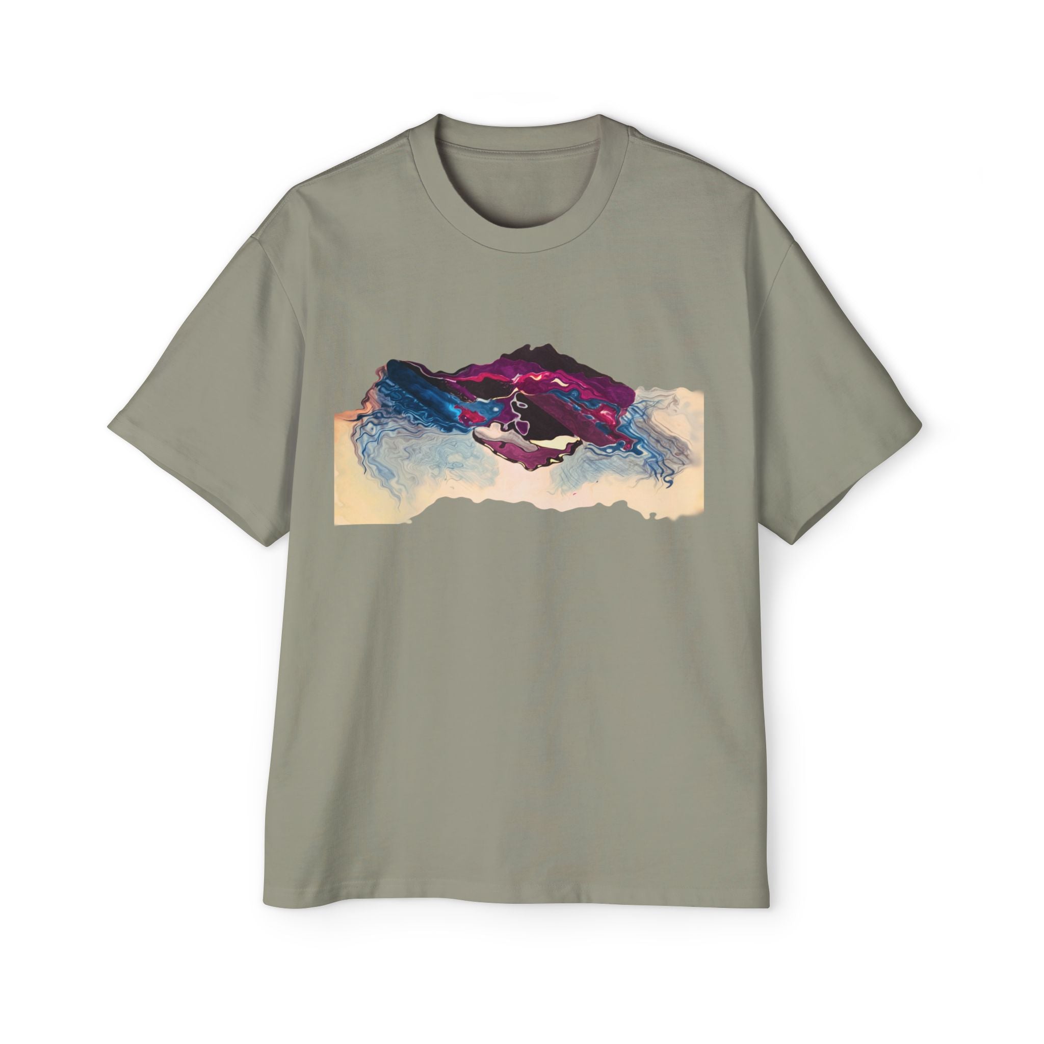 Abstract Mountain Art Tee — Colorful Landscape Oversized T‑Shirt