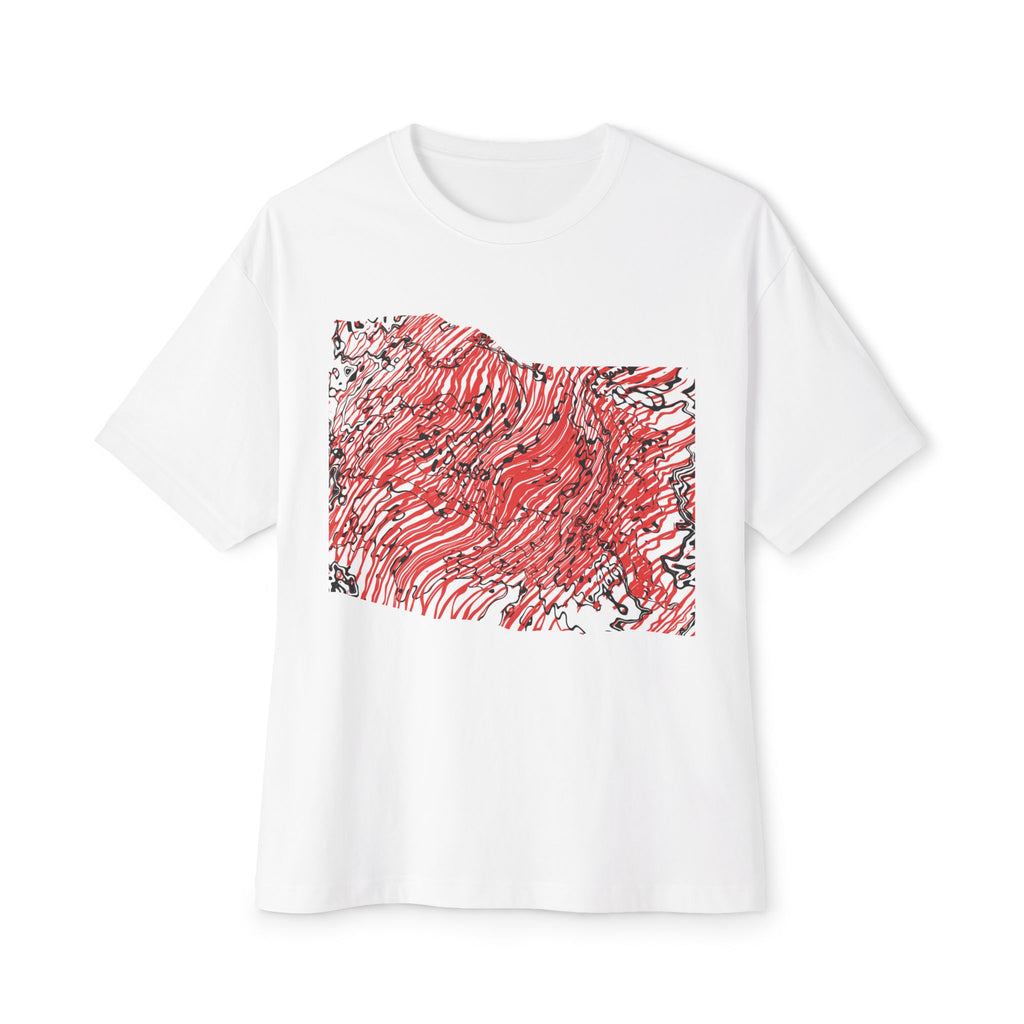Abstract Red Wave Unisex T-Shirt | Oversized Boxy T-Shirt