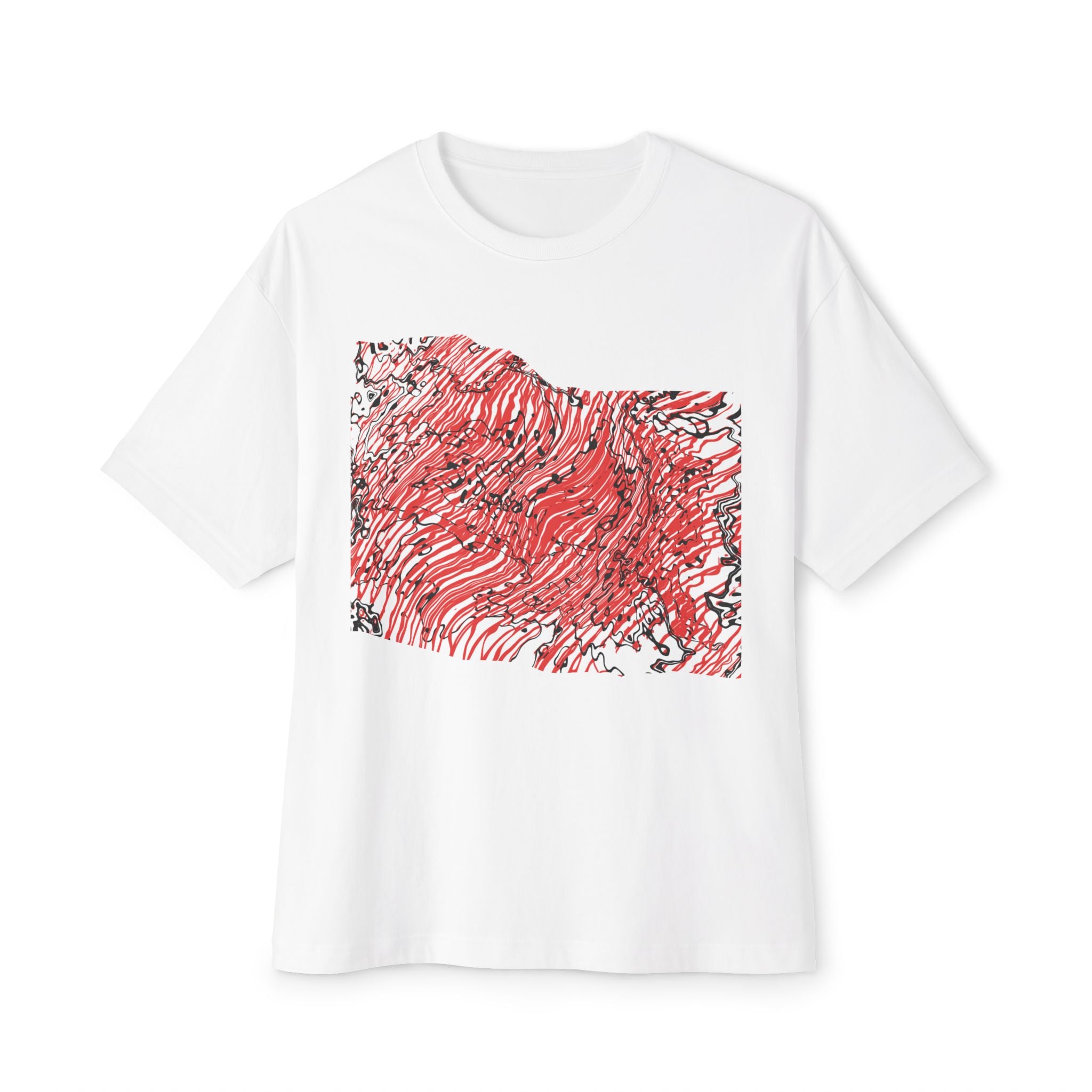 Abstract Red Wave Unisex T-Shirt | Oversized Boxy T-Shirt